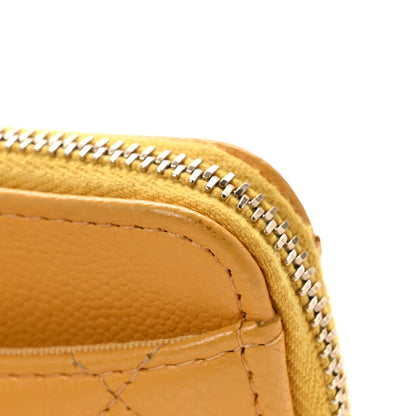 Caviar Quilted Zip Card Holder Wallet Yellow