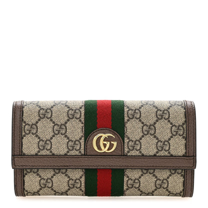 GG Supreme Monogram Web Ophidia Continental Wallet Brown