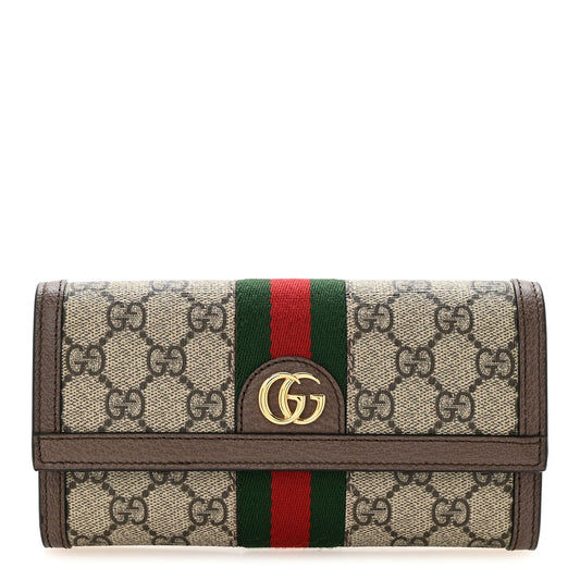 GG Supreme Monogram Web Ophidia Continental Wallet Brown