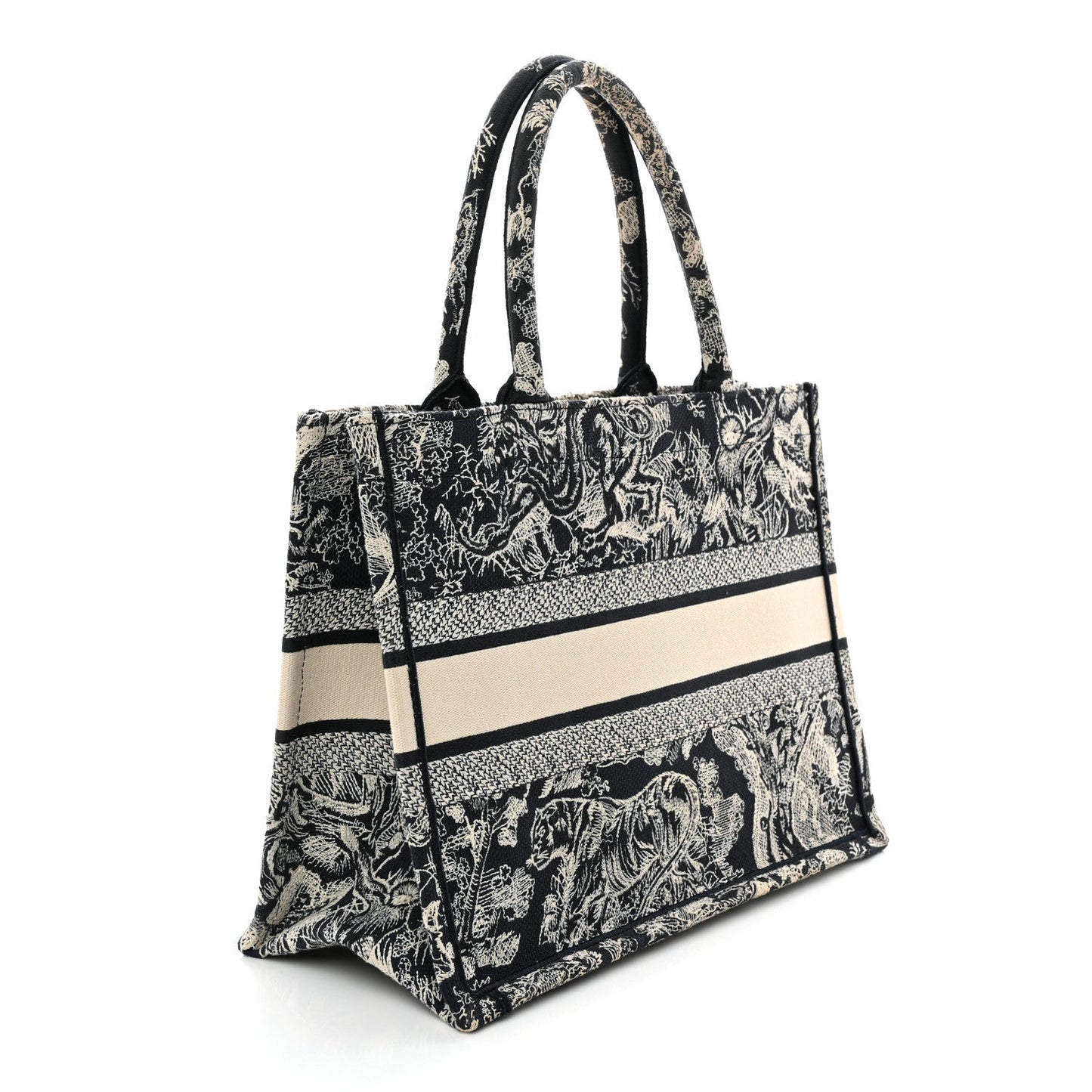 Canvas Embroidered Medium Dioriviera Toile De Jouy Reverse Book Tote Blue