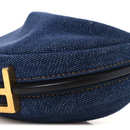 Denim Shiny Nappa Nano Fendigraphy Hobo Charm Blue Moro