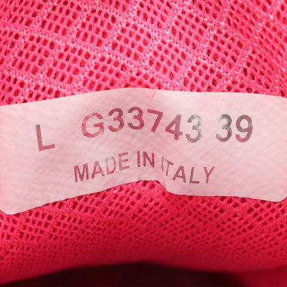 Calfskin Fabric Sneakers 39 White Silver Fluo Pink