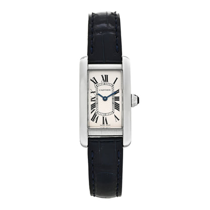 Stainless Steel Alligator 19mm Tank Americaine Quartz Watch Blue