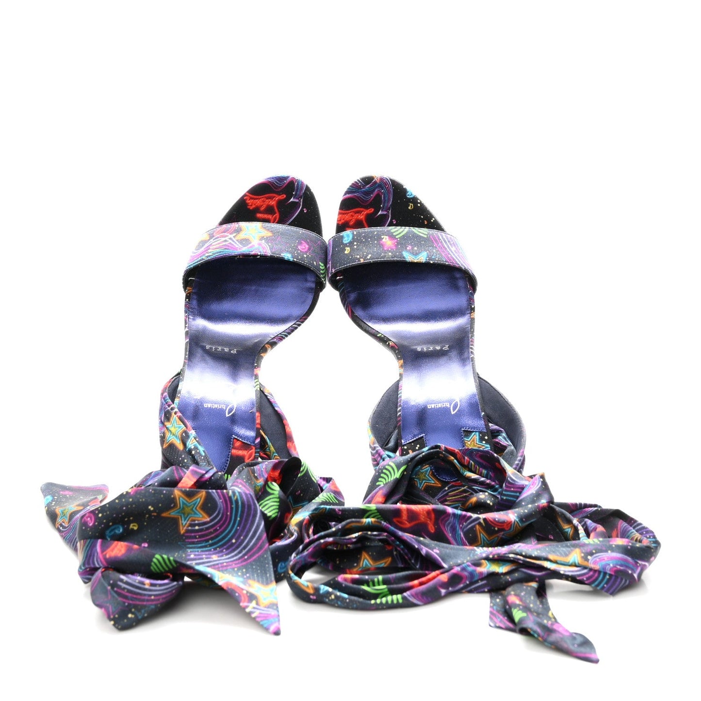 Crepe Satin Starlight Sandale Du Desert 100 Ankle Wrap Sandals  39.5 Black Multicolor