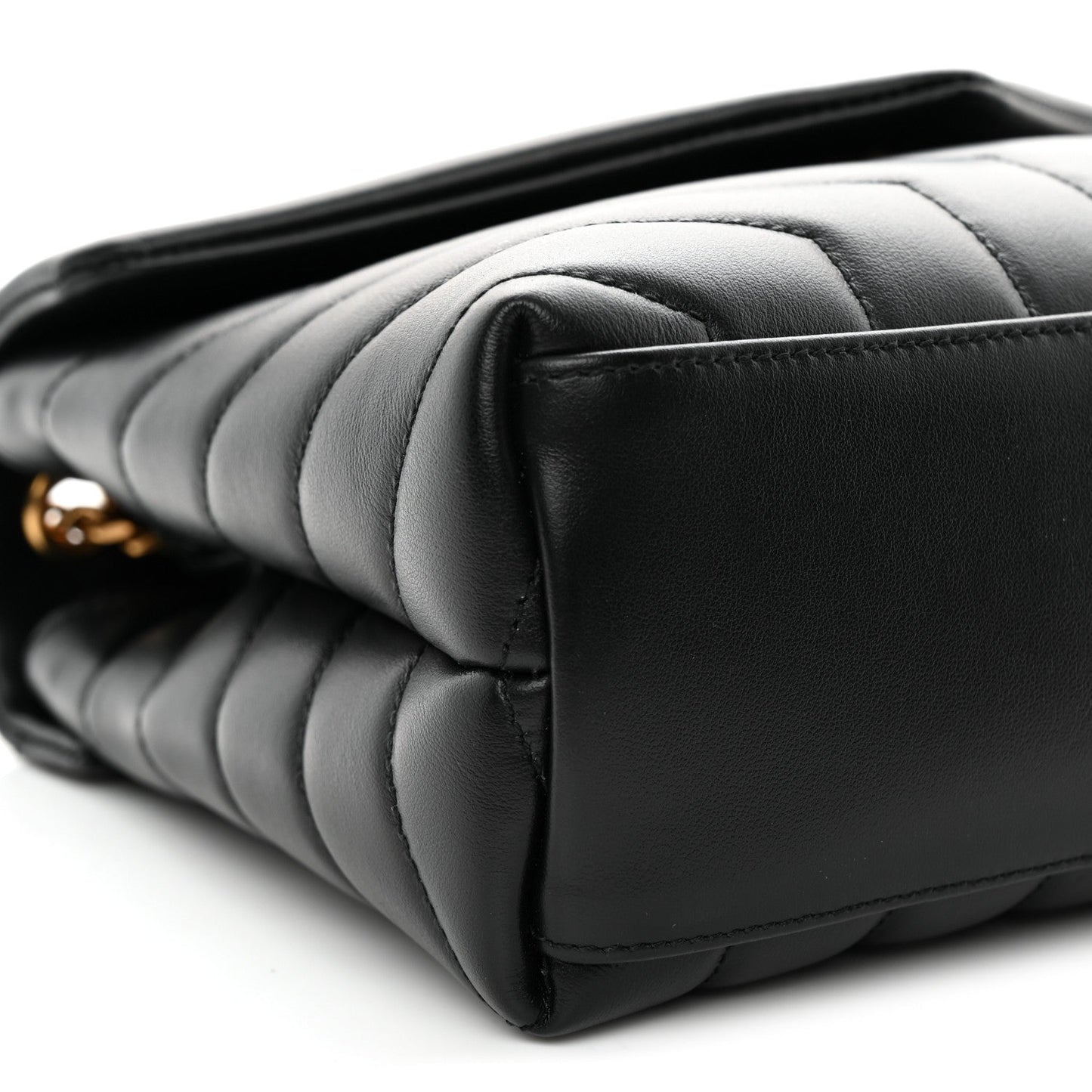 Calfskin Y Quilted Monogram Small Loulou Chain Satchel Black