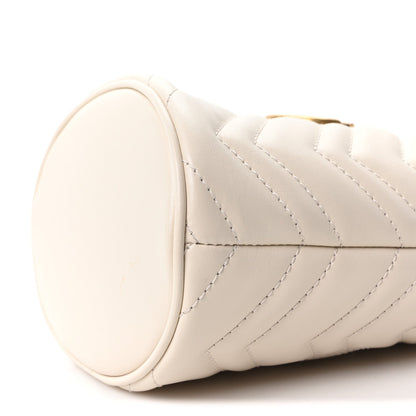 Calfskin Matelasse Mini GG Marmont 2.0 Bucket Bag White