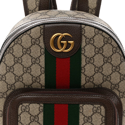 GG Supreme Monogram Calfskin Web Small Ophidia Day Backpack Beige Ebony New Acero