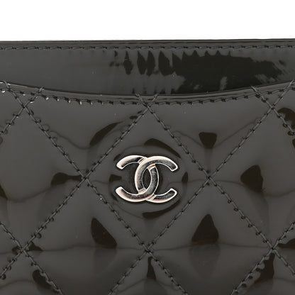 Patent Quilted Card Holder Dark Grey