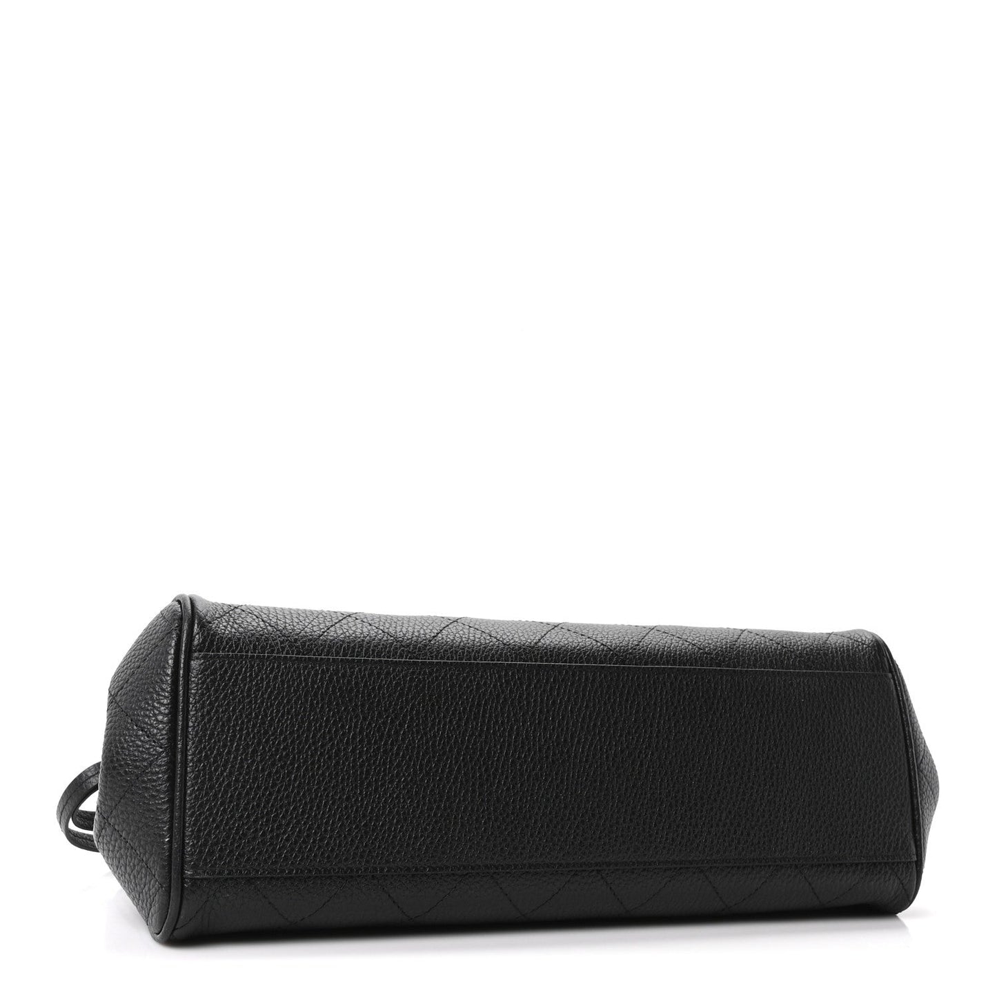 Grained Calfskin Stitched Urban Essentials Small Shopping Bag Black