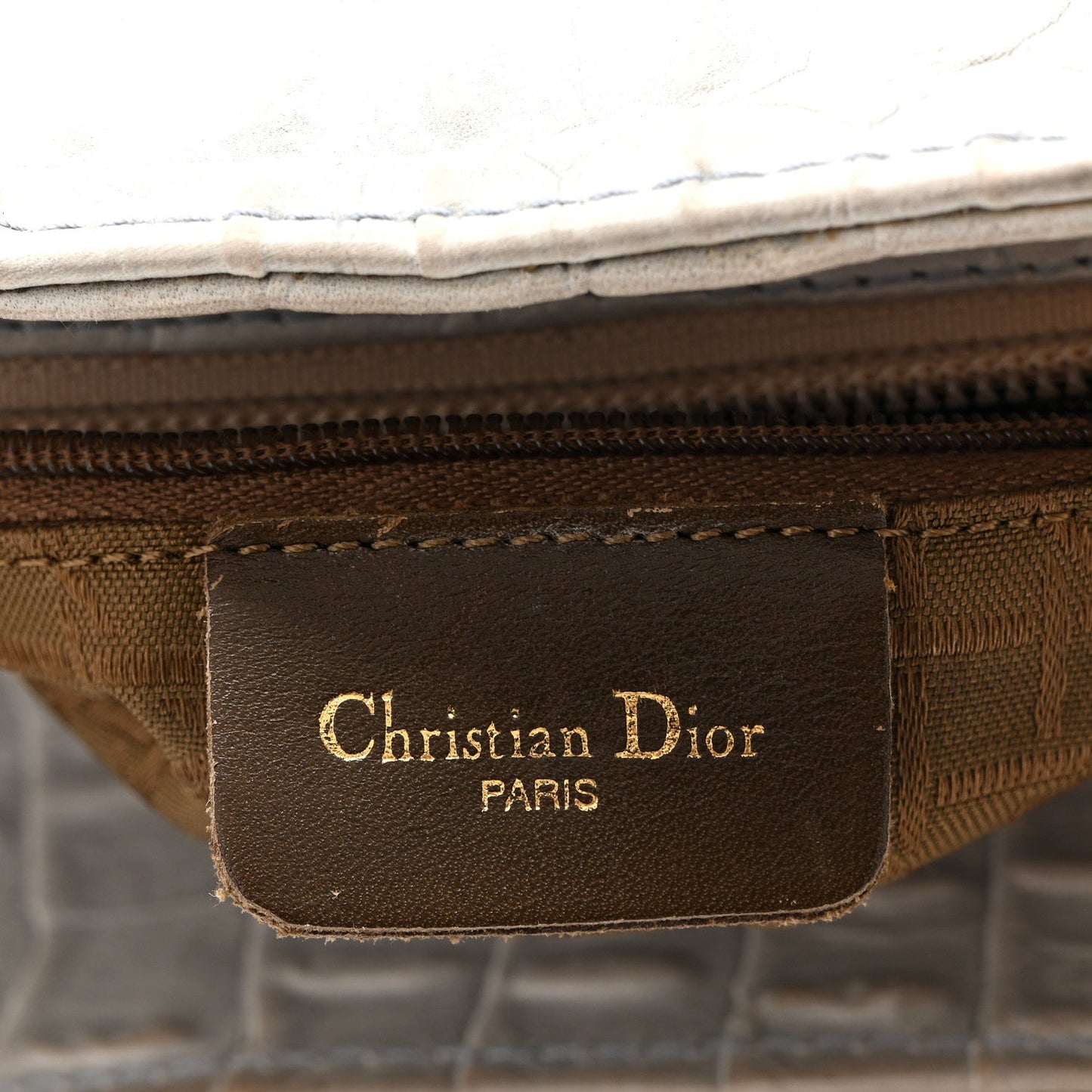 Calfskin Alligator Embossed Medium Lady Dior Light Blue
