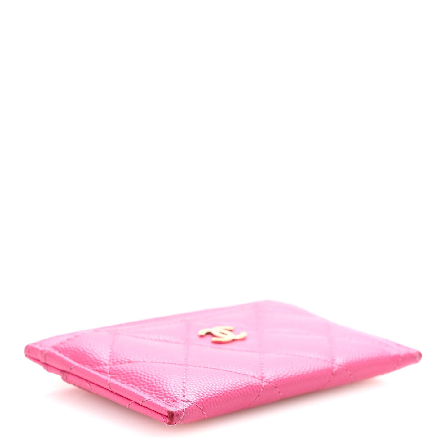 Caviar Quilted Card Holder Fuchsia