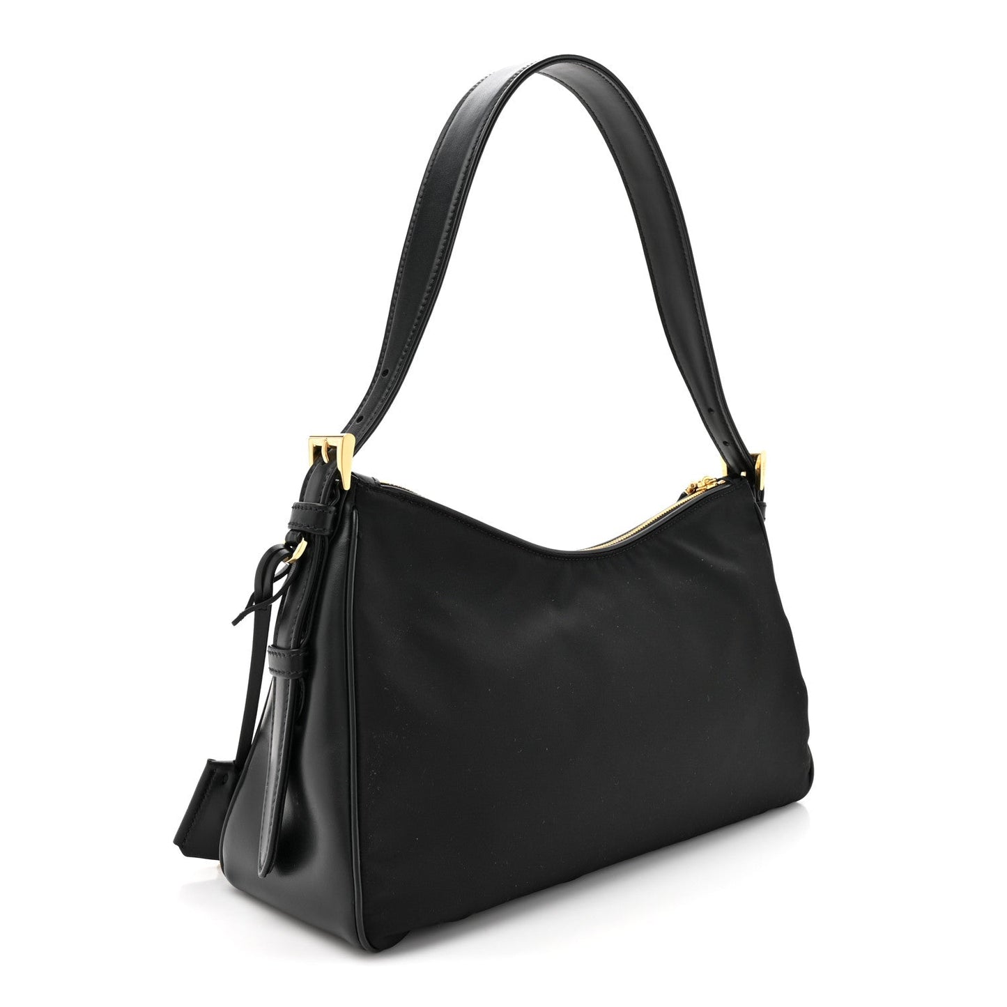 Re-Nylon Vitello Large Aimee Shoulder Bag Black