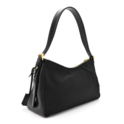 Re-Nylon Vitello Large Aimee Shoulder Bag Black