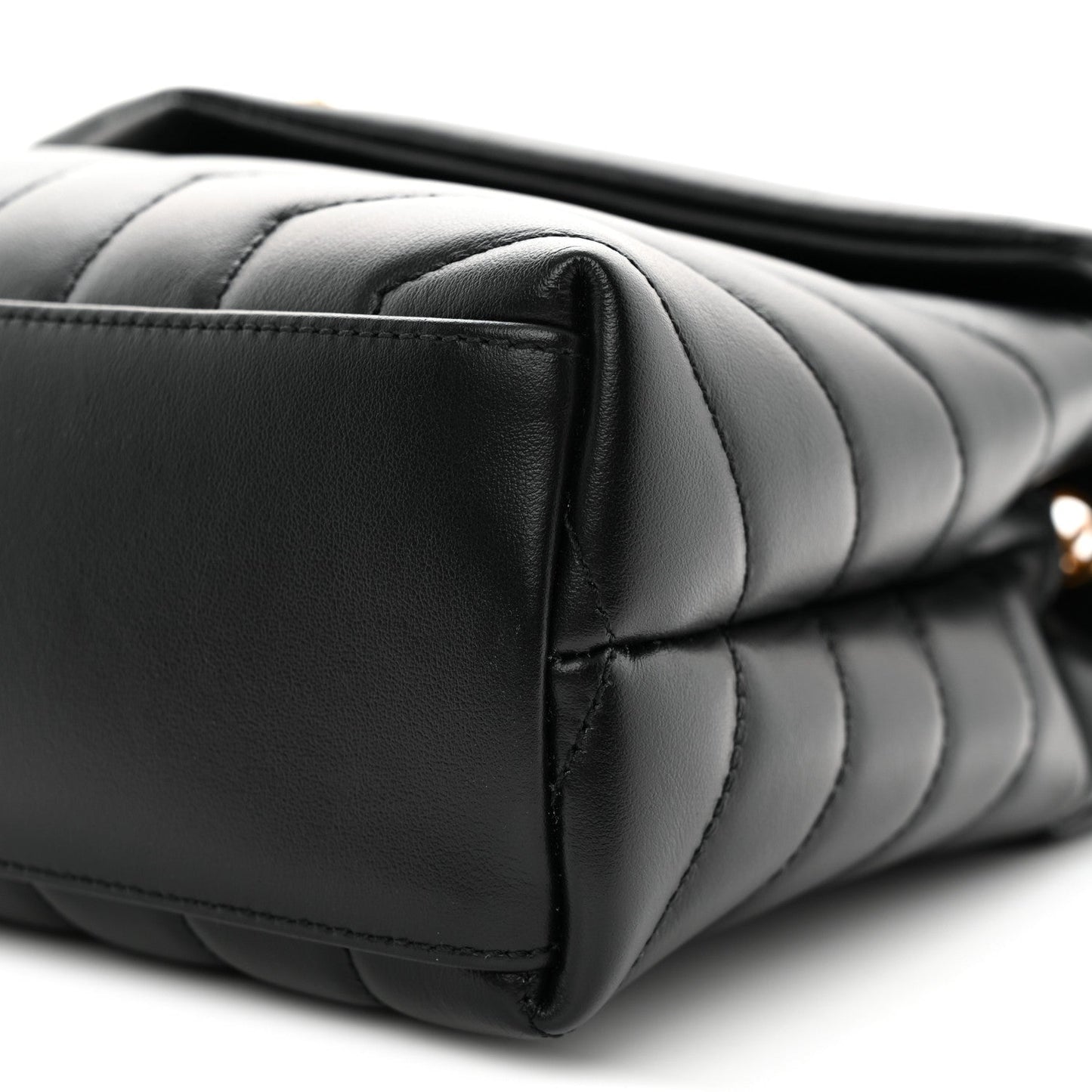 Calfskin Y Quilted Monogram Small Loulou Chain Satchel Black