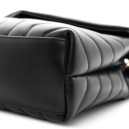 Calfskin Y Quilted Monogram Small Loulou Chain Satchel Black