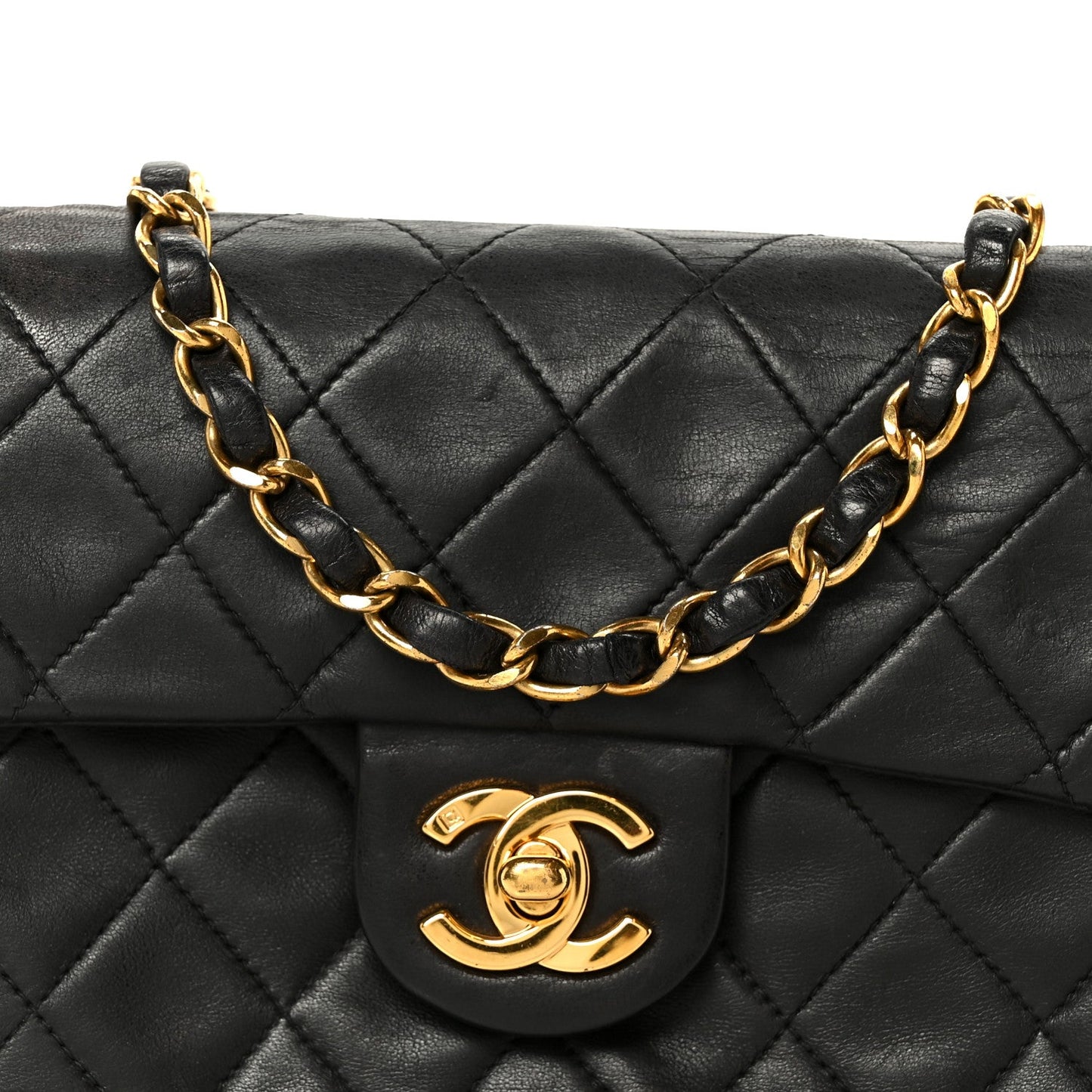 Lambskin Quilted Mini Square Flap Bag Black