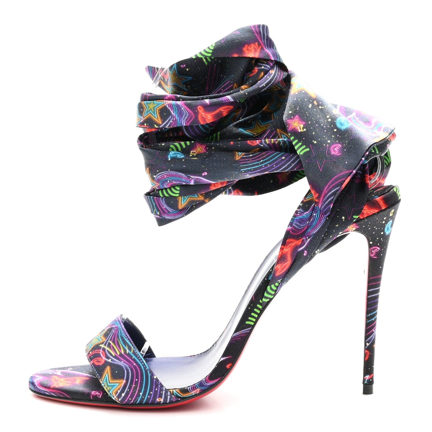 Crepe Satin Starlight Sandale Du Desert 100 Ankle Wrap Sandals  39.5 Black Multicolor