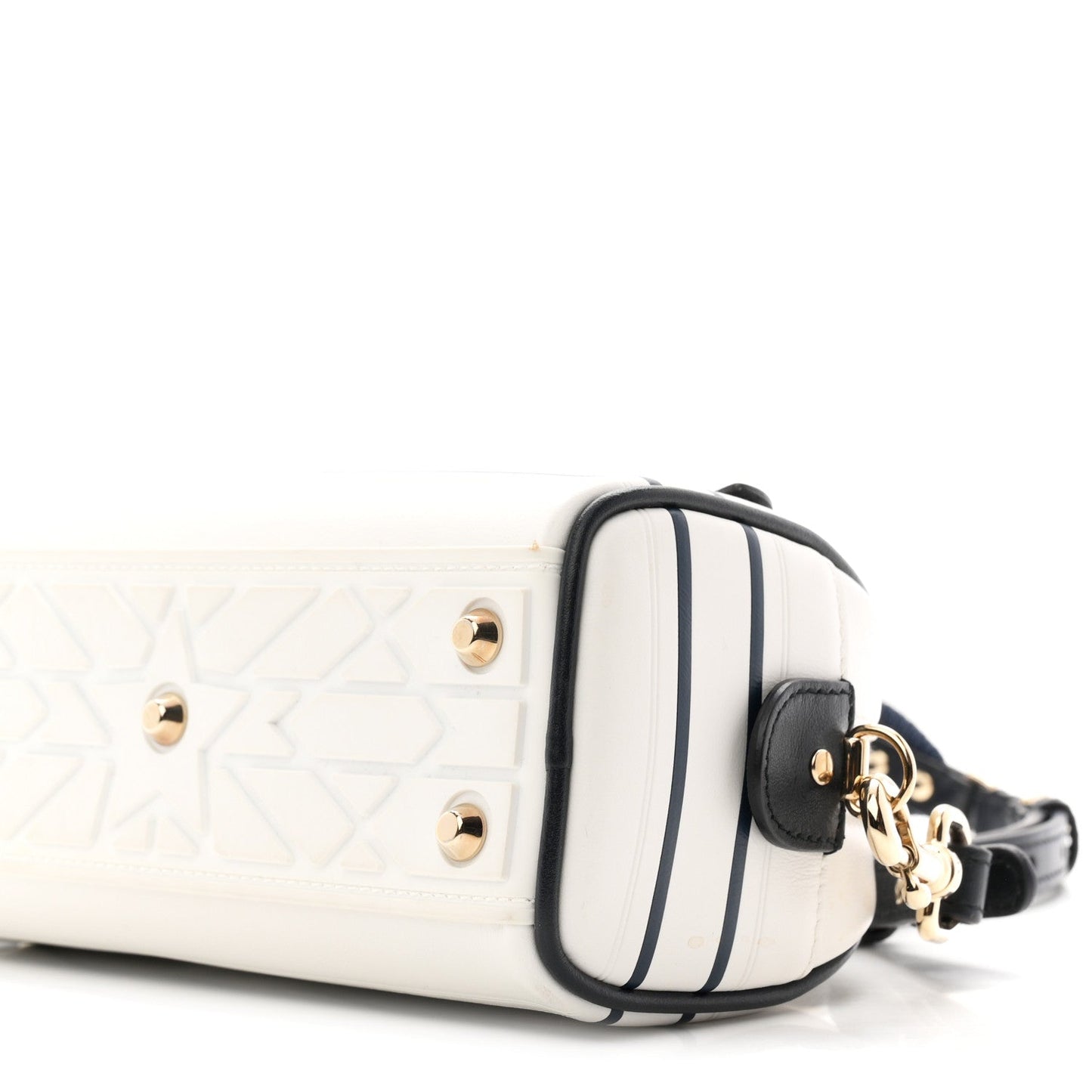 Calfskin Micro Dior Vibe Zip Bowling Bag White