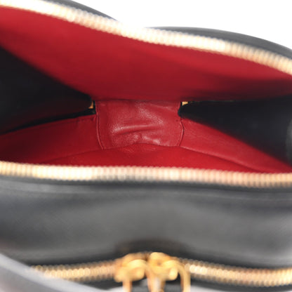 Saffiano Lux Odette Heart Crossbody Black