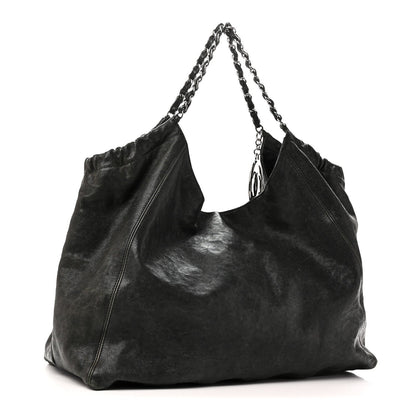 Distressed Caviar XL Coco Cabas Black