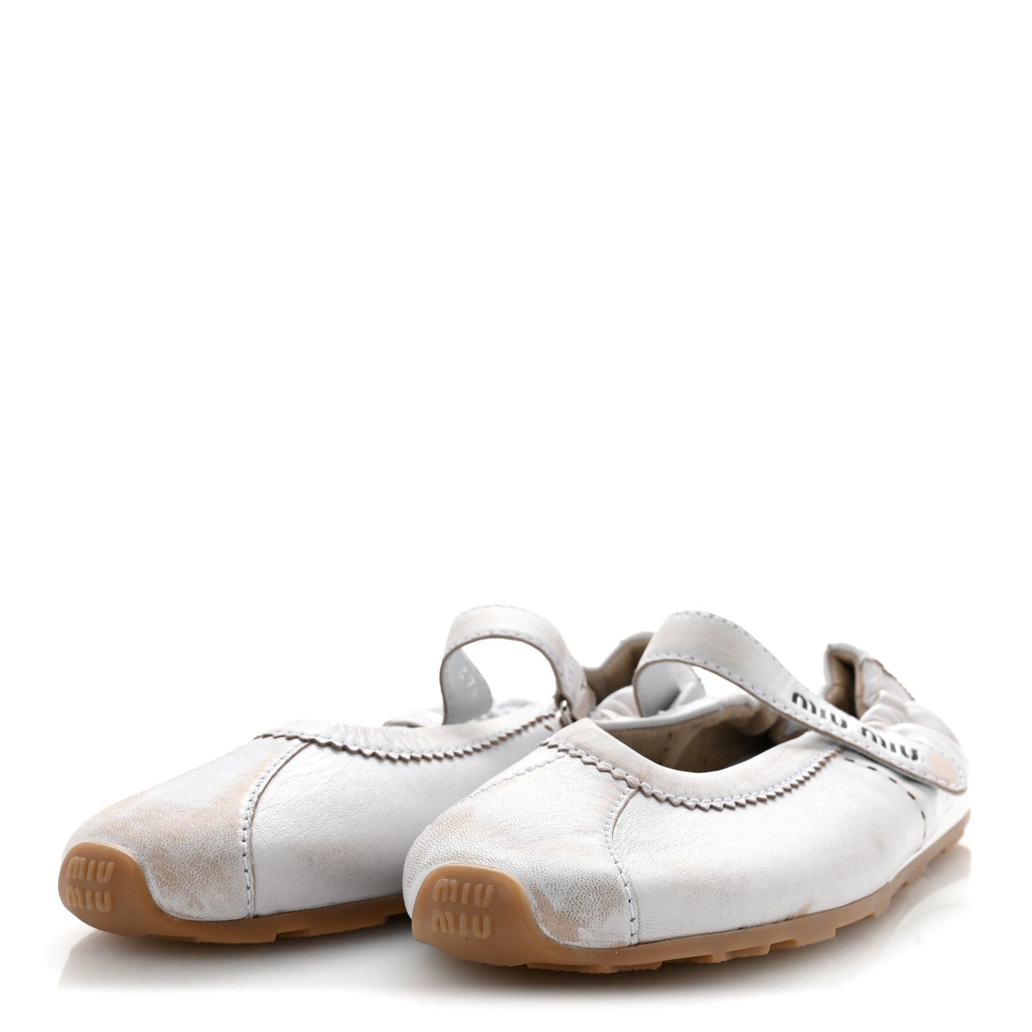 Bleached Nappa Womens Plume Mary Jane Ballerina Sneakers 37.5 Bianco