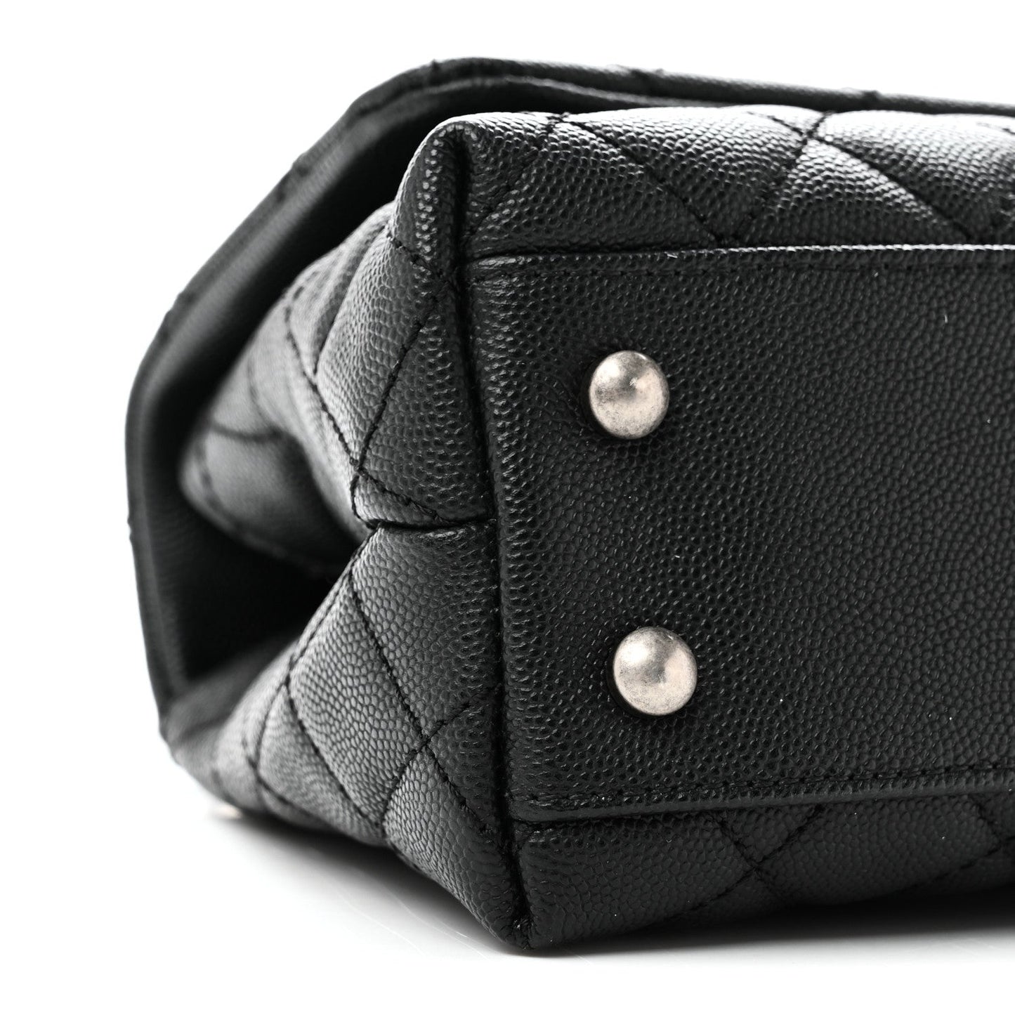 Caviar Lizard Embossed Quilted Mini Coco Handle Flap Black