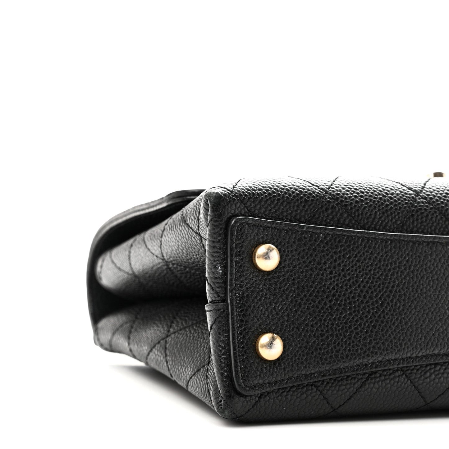 Caviar Diamond Stitched Small Top Handle Flap Black