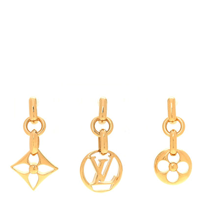 Metal Monogram Fleur Earrings Set of 3 Gold