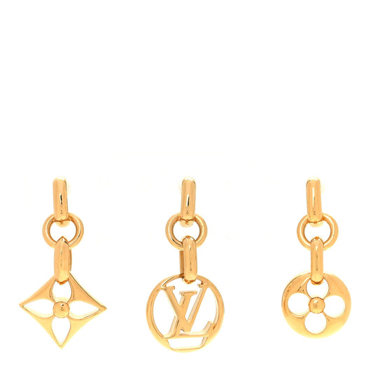 Metal Monogram Fleur Earrings Set of 3 Gold