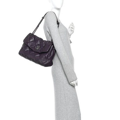Lambskin In And Out XL Maxi Flap Dark Purple