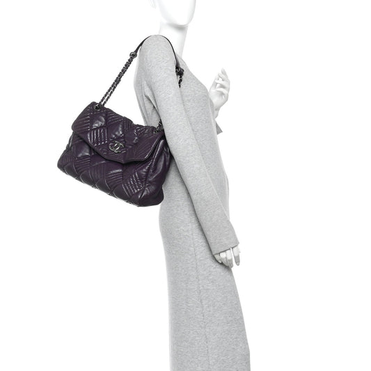 Lambskin In And Out XL Maxi Flap Dark Purple