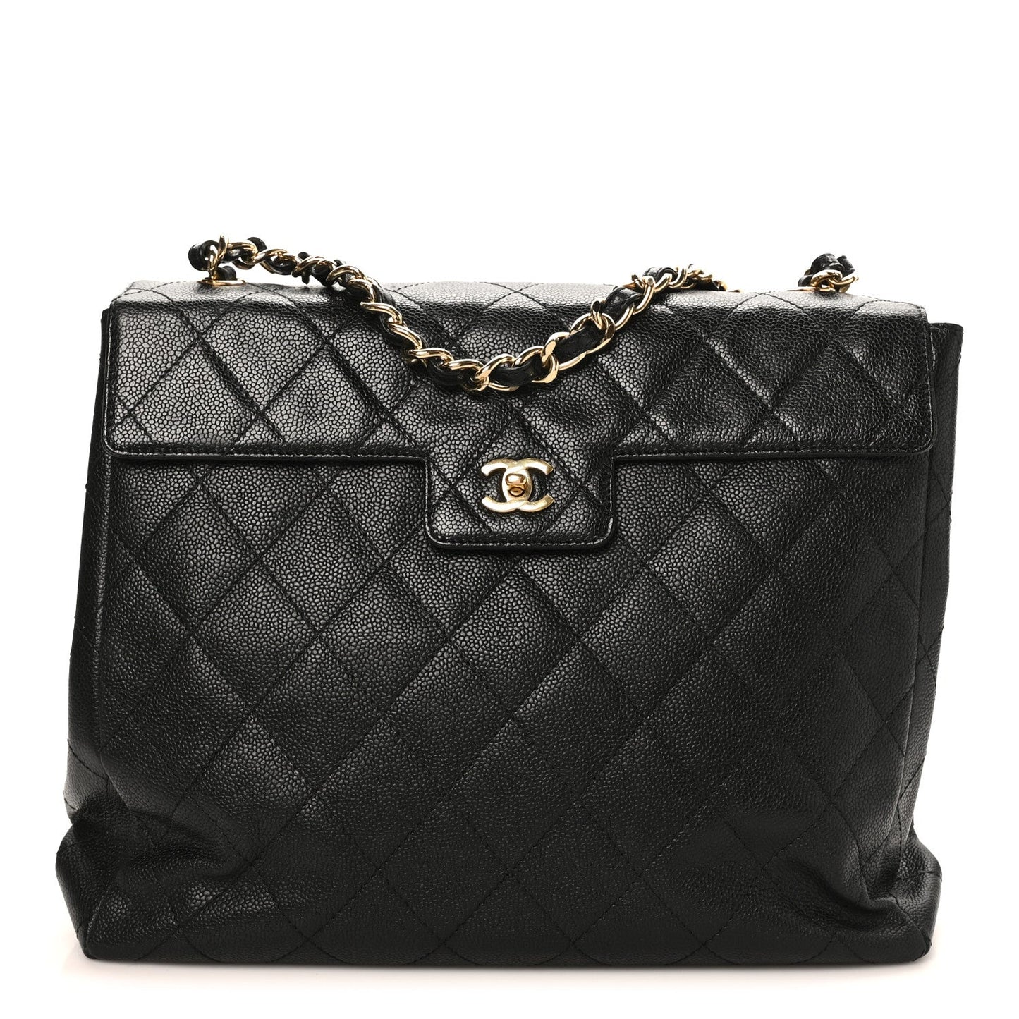 Caviar Quilted Single Flap Black