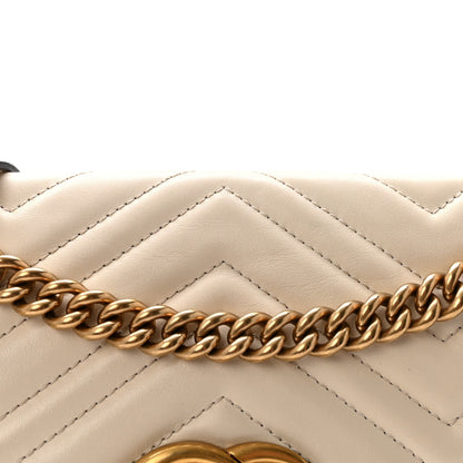 Calfskin Matelasse Small GG Marmont Shoulder Bag White
