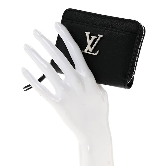 Calfskin Lockme Zippy Coin Purse Black