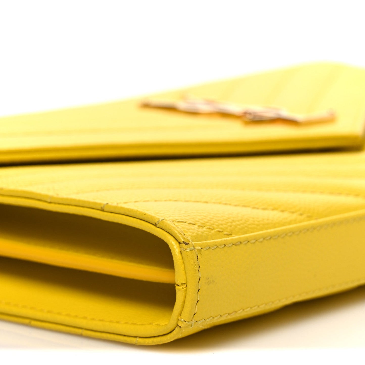 Grain De Poudre Matelasse Chevron Monogram Chain Wallet Yellow