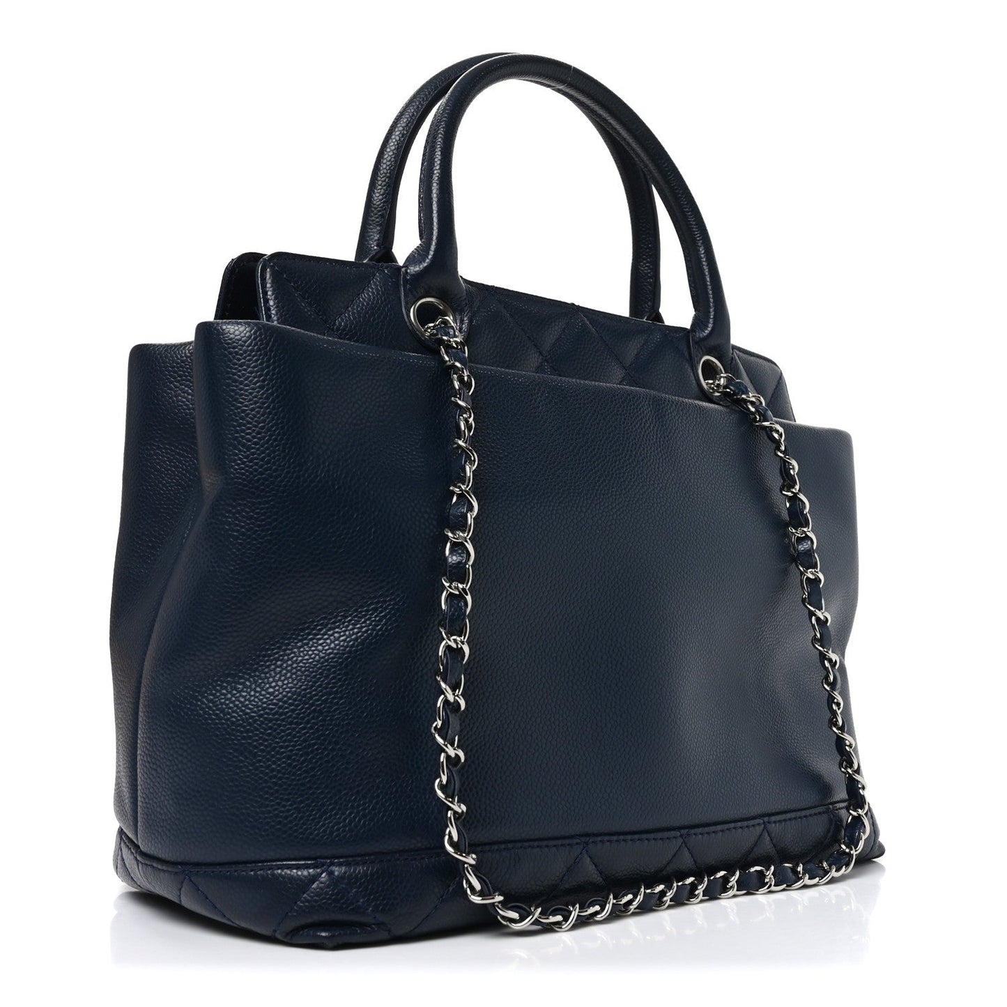 Soft Caviar CC Medium Top Handle Tote Navy Blue