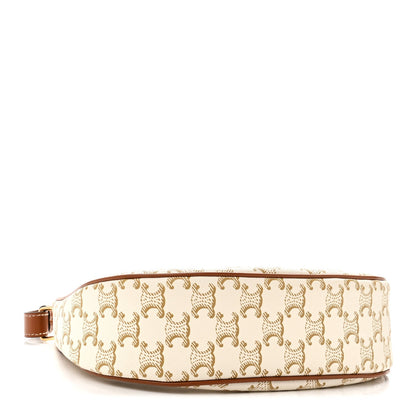 Canvas Calfskin Ava Triomphe Shoulder Bag White