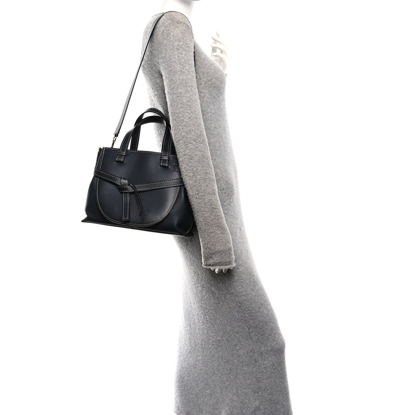 Calfskin Small Gate Tote Midnight Blue