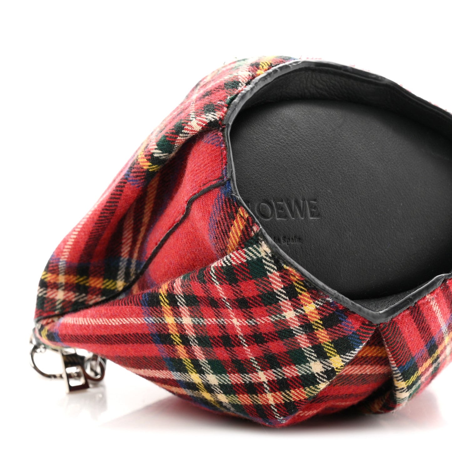 Wool Calfskin Mini Elephant Crossbody Bag Red Tartan