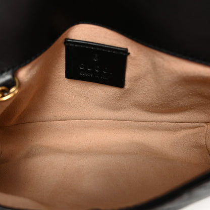 Calfskin Matelasse Super Mini GG Marmont Shoulder Bag Black