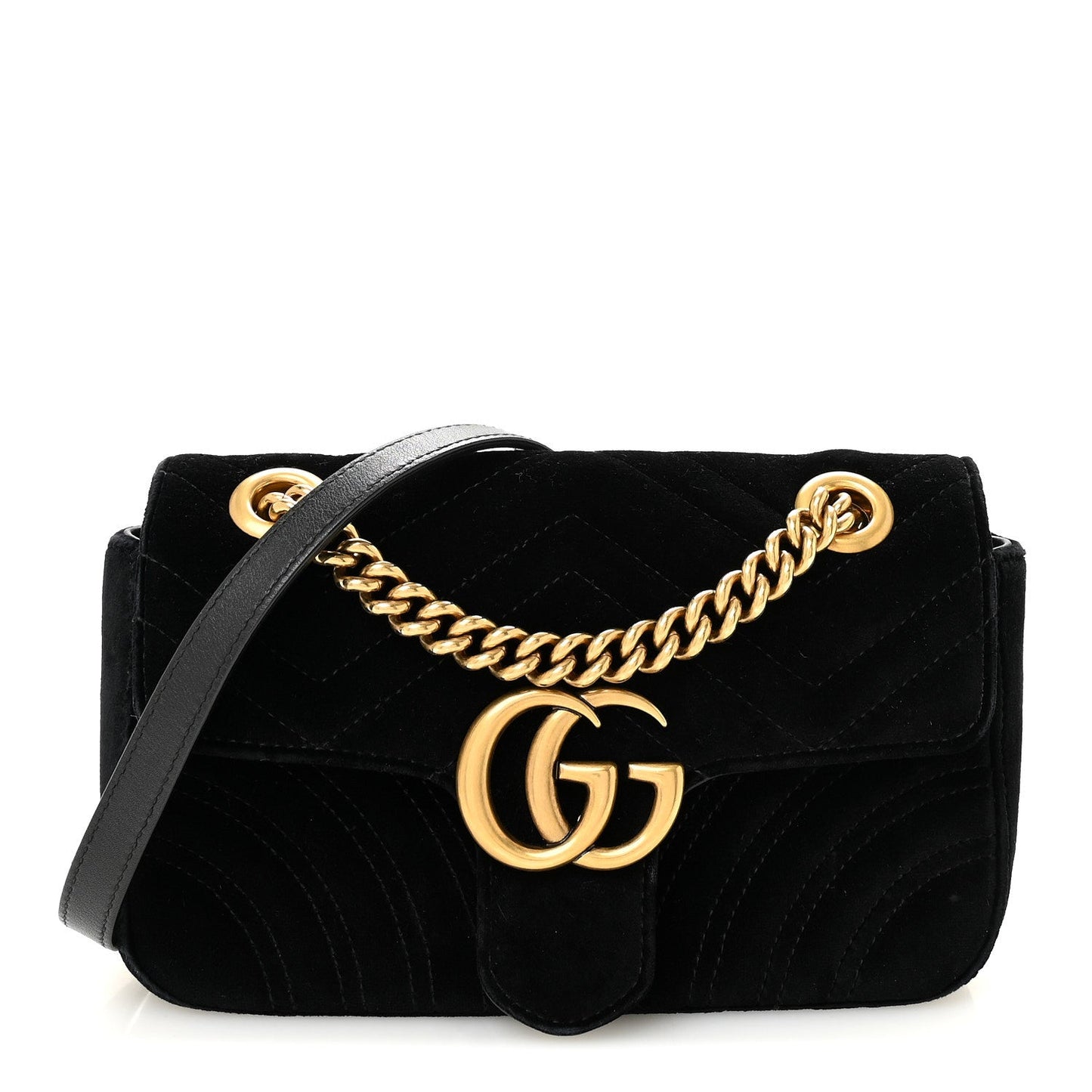 Velvet Matelasse Mini GG Marmont Shoulder Bag Black