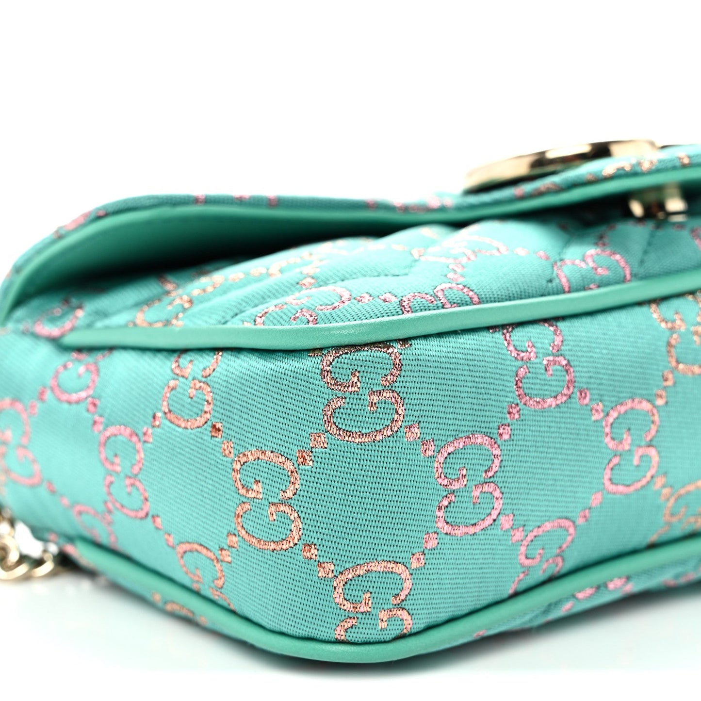 Jacquard Super Mini GG Marmont Shoulder Bag Green