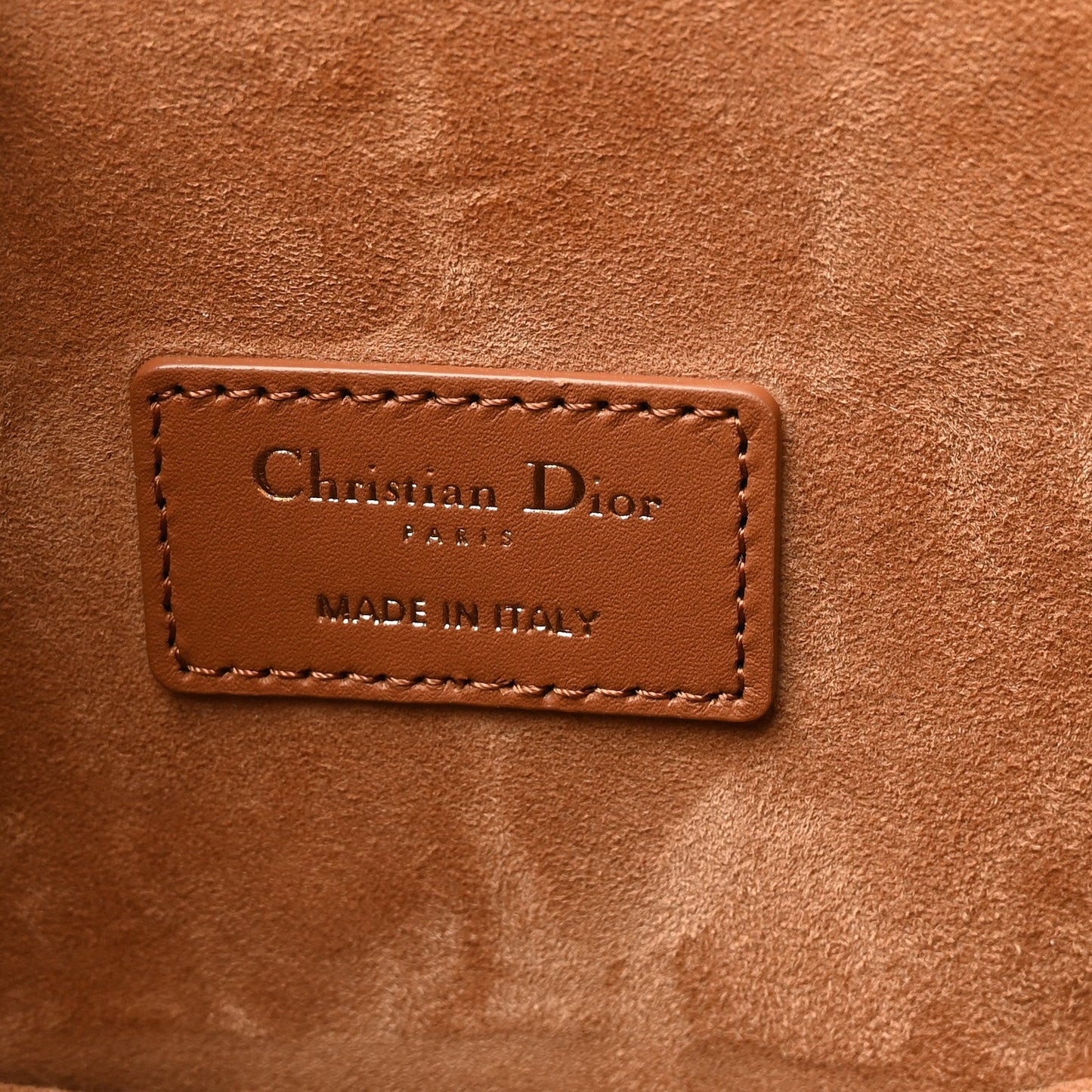 Calfskin CD Embossed Medium C'est Chain Bucket Bag Golden Saddle