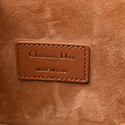Calfskin CD Embossed Medium C'est Chain Bucket Bag Golden Saddle