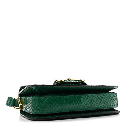Snakeskin Horsebit 1955 Shoulder Bag Green
