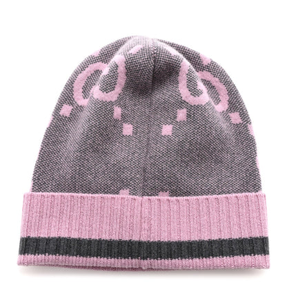 Cashmere Jacquard Monogram Jumbo GG Canvy Hat Beanie Hat M Graphite Pink