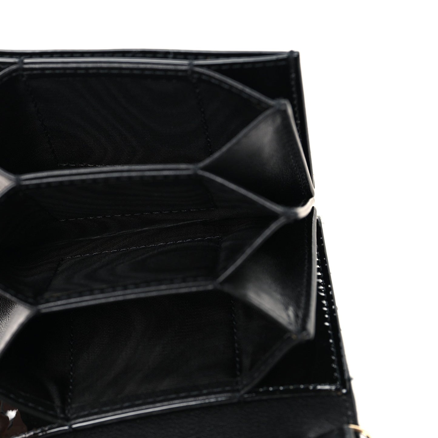 Patent Cannage Mini Pouch on Chain Black