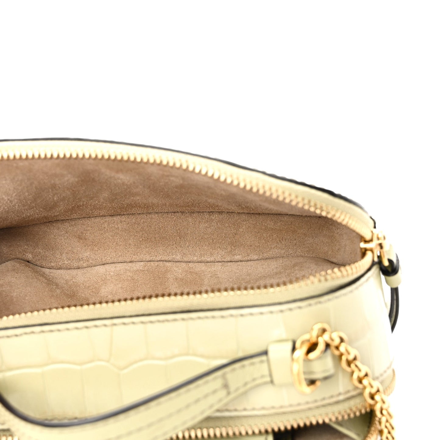 Calfskin Crocodile Embossed Mini C Vanity Bag Light Eucalyptus