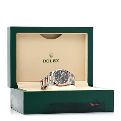 Rolex Stainless Steel 18K Everose Gold 36mm Oyster Perpetual Datejust Watch Slate 126201