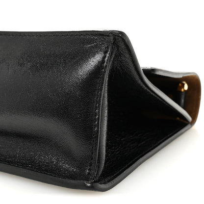Agnello Old Shine Small Kan U Shoulder Bag Black